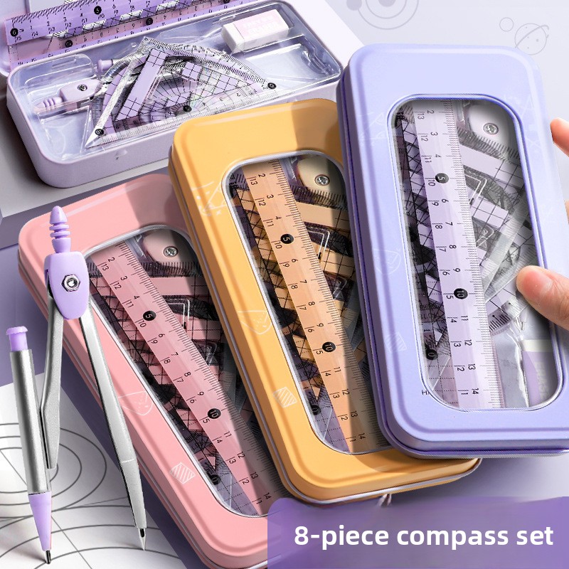 8 Pcs Geometry Set for Student - Math Geometry Set With Compass recension och pris